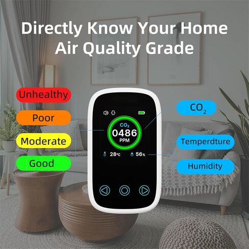 Rechargeable CO2 Alarm Travel/Camping Carbon Dioxide Warning With Temperature/Humidity Display Portable CO2 Meter in Kuwait