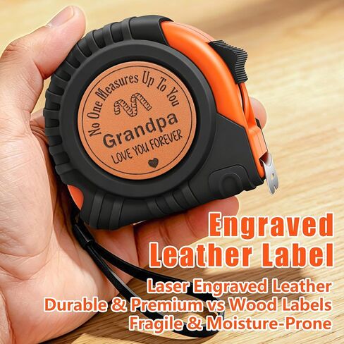 Grandpa Gifts for Papa from Grandkids Birthday Gifts for Grandfather Granddad from Granddaughter Grandson, Christmas White Elephant Grandparents Day Gift Genuine Leather Engraved 25 FT Tape Measure in Kuwait