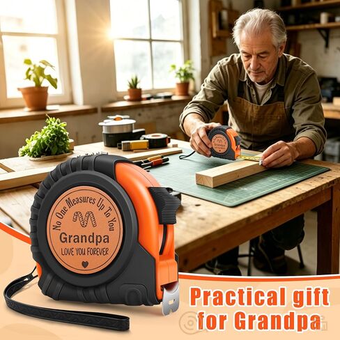 Grandpa Gifts for Papa from Grandkids Birthday Gifts for Grandfather Granddad from Granddaughter Grandson, Christmas White Elephant Grandparents Day Gift Genuine Leather Engraved 25 FT Tape Measure in Kuwait