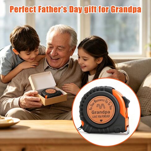 Grandpa Gifts for Papa from Grandkids Birthday Gifts for Grandfather Granddad from Granddaughter Grandson, Christmas White Elephant Grandparents Day Gift Genuine Leather Engraved 25 FT Tape Measure in Kuwait
