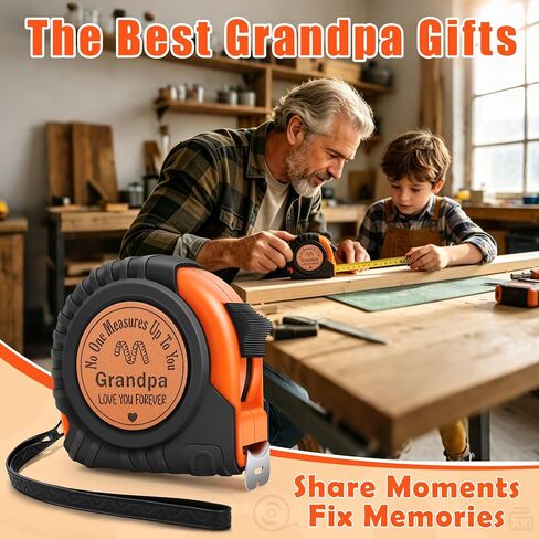 Grandpa Gifts for Papa from Grandkids Birthday Gifts for Grandfather Granddad from Granddaughter Grandson, Christmas White Elephant Grandparents Day Gift Genuine Leather Engraved 25 FT Tape Measure in Kuwait