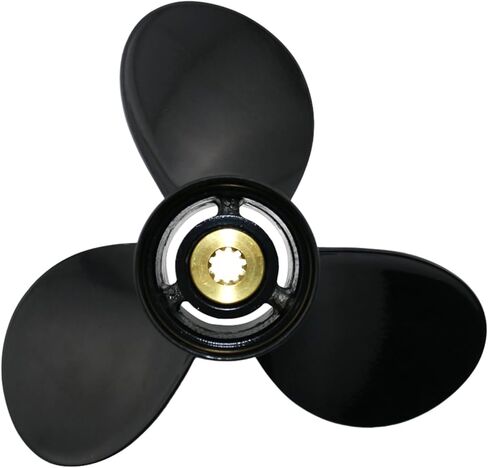 مروحة ألومنيوم 9 1/4 × 10، 3 شفرات RH لمحركات سوزوكي 8-20HP الخارجية (DF8A/9.9/15/20HP) - أسنان ذات 10 خطوط، أداء عالي ومقاومة للتآكل in Kuwait