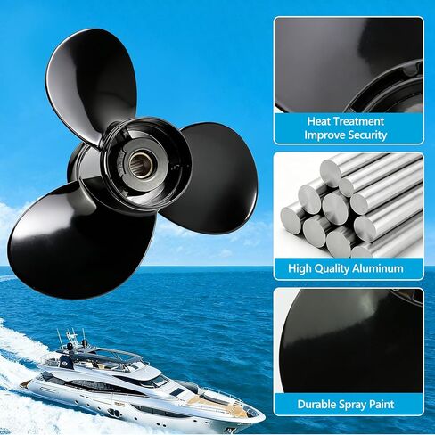 Max Motosports Aluminum Propeller 48-77344A45 fit Mercury Outboard Engine 13-1/4x17 Marine 60 75 90 100 115 125HP Prop 13.25 x 17 Pitch 15 Tooth Spline in Kuwait