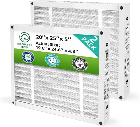 فلتر فرن X6673 20x25x5 MERV 11 بديل متوافق مع Lennox X6673 HCF20-11 HVAC، قابل للطي، الحجم الفعلي: 19.75 × 24.75 × 4.38 بوصة (عبوة من قطعتين) in Kuwait