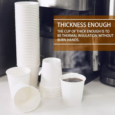 Vumdua 300 Pcs 6 oz Disposable Paper Cups, Hot Cold Beverage Drinking Cup for Coffee, Water, Tea, Juice, Espresso & Cortado (White) in Kuwait