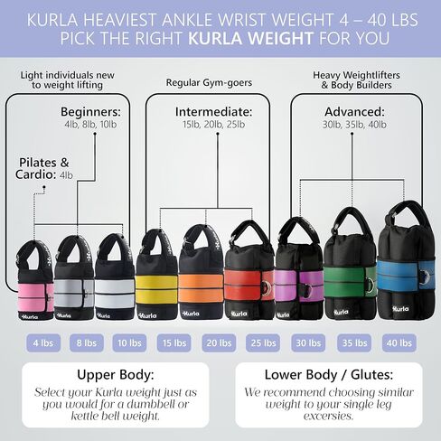Heavy Ankle & Wrist Weights – 50/60/70/80 lbs Pair (25–40lbs - Each) | Dual Adjustable Secure Strap System, Patented Design | Ideal for Home Workouts, Pilates, Yoga, Glute Training in Kuwait