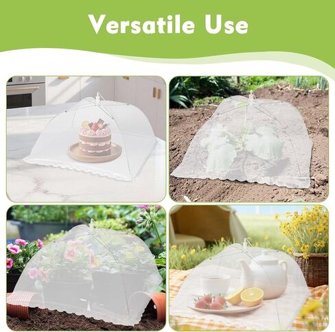 4 Pack Large Mesh Food Covers 17" x 17", Tall White Nylon Food Tents, Collapsible Pop-Up Food Cover Umbrellas for Camping, Picnics, BBQ, Parties, Plant, Flower, Fruit Cover in Kuwait