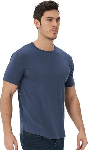 netdraw Men's Ultra-Soft Bamboo Viscose Long Sleeve T-Shirt, Lightweight Curved Hem Cotton Blend Casual Tee in Kuwait