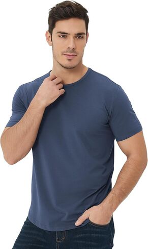 netdraw Men's Ultra-Soft Bamboo Viscose Long Sleeve T-Shirt, Lightweight Curved Hem Cotton Blend Casual Tee in Kuwait