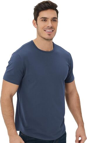 netdraw Men's Ultra-Soft Bamboo Viscose Long Sleeve T-Shirt, Lightweight Curved Hem Cotton Blend Casual Tee in Kuwait