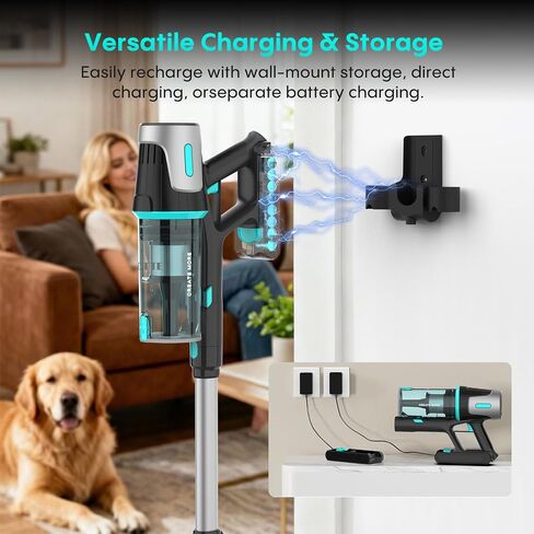 Bagotte Cordless Vacuum Cleaner,65KPa 65Mins Stick Vacuum with Self-Standing,Anti-Tangle Touch Screen LED Display, Detachable Battery Pack, Rechargeable Vacuum for Floor/Carpet/Pet Hair in Kuwait