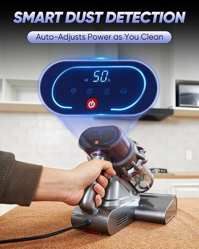 SAKERNEO Powerful Bed Vacuum Cleaner with Digital Display, 5-Cyclone Filtration, 14kPa Strong Suction, HEPA Filter, Handheld Vacuum for Mattress, Carpet, Sofa and Pet Hair in Kuwait