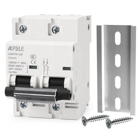 APIELE AC Miniature Circuit Breaker 120/240V 80Amp 2Pole DIN Rail Mount Thermal Magnetic Trip for AC Solar Disconnect Switch in Kuwait