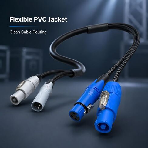 AMIMA 3x2.5mm² Powercon إلى Powercon & 3-Pin XLR ذكر إلى أنثى كابل هجين، طاقة احترافية وDMX/سلك كومبو إشارة الصوت لإضاءة المسرح، مكبرات الصوت النشطة (78.74 بوصة) in Kuwait