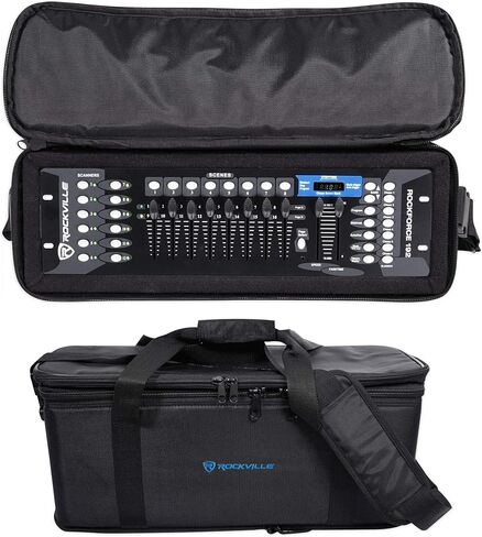 Rockville ROCKFORCE 192 Bundle: 192-Channel Light and Fog DMX Lighting Controller, RRB30 3U Rack Bag Double-Sided Case with 12-in Depth and Shoulder Strap, 2-items in Kuwait
