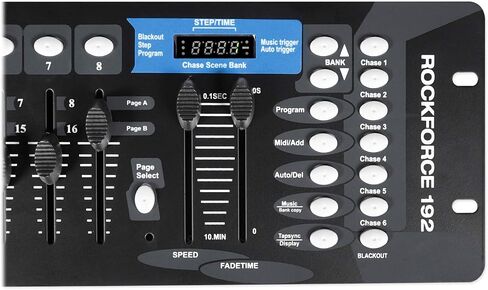 Rockville ROCKFORCE 192 Bundle: 192-Channel Light and Fog DMX Lighting Controller, RRB30 3U Rack Bag Double-Sided Case with 12-in Depth and Shoulder Strap, 2-items in Kuwait