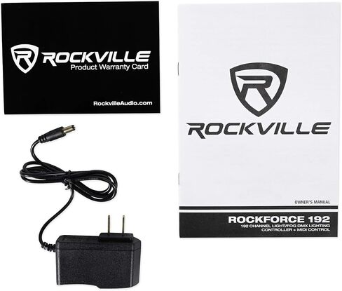 Rockville ROCKFORCE 192 Bundle: 192-Channel Light and Fog DMX Lighting Controller, RRB30 3U Rack Bag Double-Sided Case with 12-in Depth and Shoulder Strap, 2-items in Kuwait