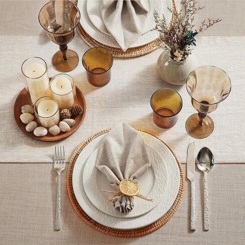 KINGSTONE 100% French Linen Table Runner 72", 210GSM Heavyweight Artisanry, Crease-Free Scroll Packaging, 14x72 for Easter, Mother's Day, Modern Farmhouse Decor in Kuwait