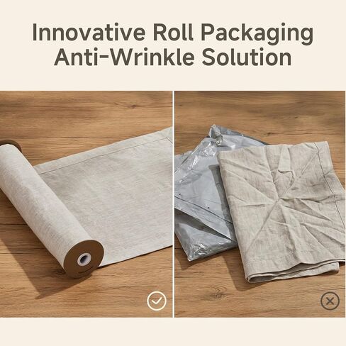 KINGSTONE 100% French Linen Table Runner 72", 210GSM Heavyweight Artisanry, Crease-Free Scroll Packaging, 14x72 for Easter, Mother's Day, Modern Farmhouse Decor in Kuwait