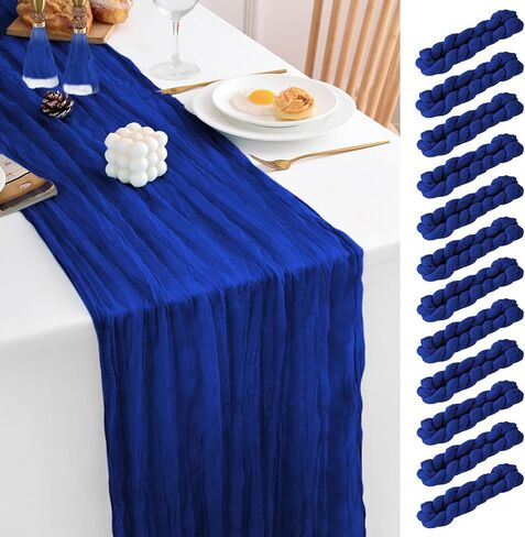 12 Pack Royal Blue Table Runner 17x108 Inch Royal Blue Cheesecloth Table Runner Semi Gauze Table Runners Rustic Sheer Fabric Cheese Cloth Table Runners for Wedding Party Birthday Baby Bridal Shower in Kuwait