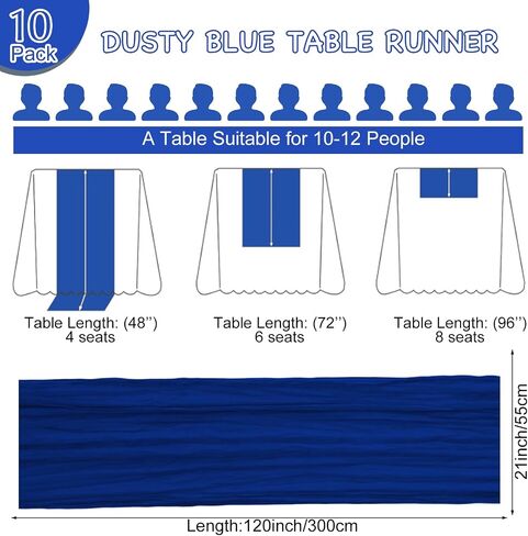 12 Pack Royal Blue Table Runner 17x108 Inch Royal Blue Cheesecloth Table Runner Semi Gauze Table Runners Rustic Sheer Fabric Cheese Cloth Table Runners for Wedding Party Birthday Baby Bridal Shower in Kuwait
