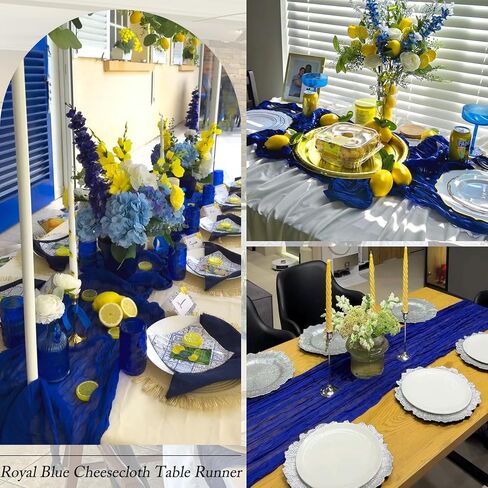 12 Pack Royal Blue Table Runner 17x108 Inch Royal Blue Cheesecloth Table Runner Semi Gauze Table Runners Rustic Sheer Fabric Cheese Cloth Table Runners for Wedding Party Birthday Baby Bridal Shower in Kuwait