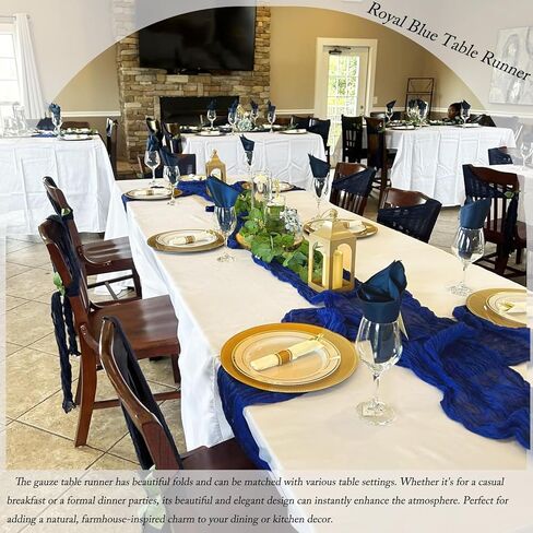 12 Pack Royal Blue Table Runner 17x108 Inch Royal Blue Cheesecloth Table Runner Semi Gauze Table Runners Rustic Sheer Fabric Cheese Cloth Table Runners for Wedding Party Birthday Baby Bridal Shower in Kuwait