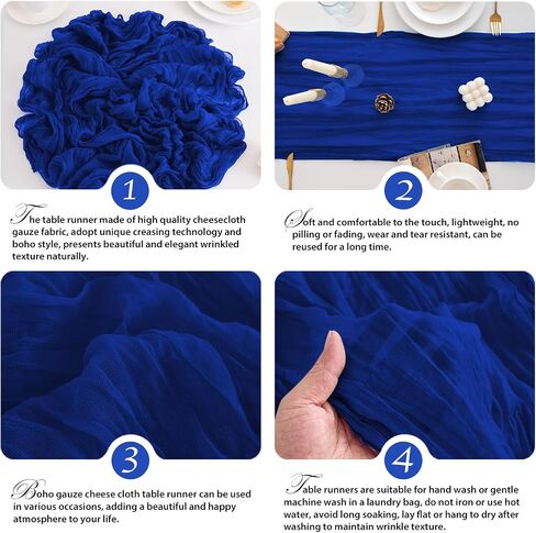12 Pack Royal Blue Table Runner 17x108 Inch Royal Blue Cheesecloth Table Runner Semi Gauze Table Runners Rustic Sheer Fabric Cheese Cloth Table Runners for Wedding Party Birthday Baby Bridal Shower in Kuwait