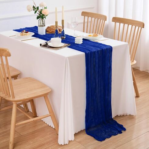 12 Pack Royal Blue Table Runner 17x108 Inch Royal Blue Cheesecloth Table Runner Semi Gauze Table Runners Rustic Sheer Fabric Cheese Cloth Table Runners for Wedding Party Birthday Baby Bridal Shower in Kuwait
