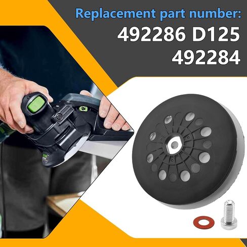 492286 D125 (5 بوصات) وسادة صنفرة ناعمة، تناسب Festool ETS 2 125، ETS EC 125، LEX 125، وسادة صنفرة Jetstream، 8 فتحات، مع برغي، استبدال 492284، تحديث جديد in Kuwait