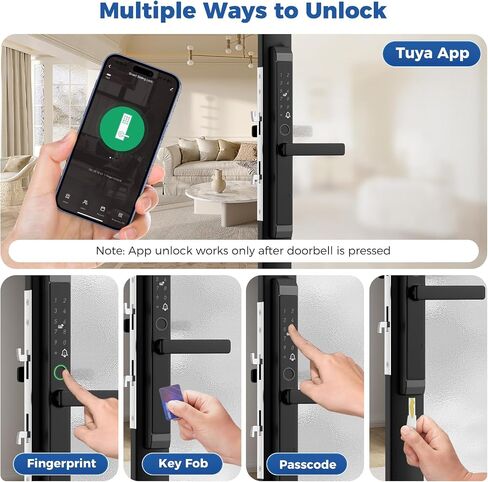 Sliding Door Smart Lock, Sliding Glass Door Lock with Fingerprint, JNZCH Smart Mortise Lock with App Control, IC Card, Keys, Anti-Peep Touchscreen, Perfect for Patio in Kuwait
