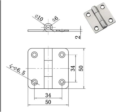 Stainless Steel Square Bearings Hinges Industrial Electrical Machinery Equipment Door 1Pcs(50x50(Brushed)) in Kuwait