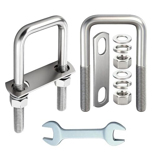 5Sets M12 Thread Heavy Duty Square U-Bolts, 4-1/2" L x 2-1/16" W, 304 Stainless Steel U-Bolts with Bolt Plate Washers Nuts and Wrench in Kuwait