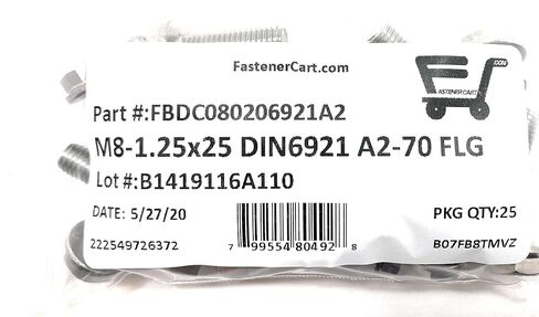 M8-1.25 x 25 Stainless Steel Flange Bolt DIN 6921 A2 Stainless Steel (25 Pieces) M8x25 in Kuwait
