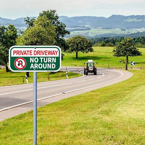 Private Driveway Sign, No Turn Around Sign, Private Drive Signs, No Turnaround Signs，2Pack-12"x6" Rust Free Reflective Aluminum, Fade/Weather Resistant, UV Protected, Easy to Mount in Kuwait