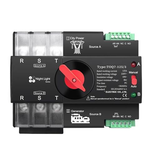 Din Rail 3 المرحلة ATS 3P 63A 100A 125A 220V 230V مزدوج الطاقة التلقائي نقل مفتاح جهاز انتقاء كهربائي دون انقطاع (125A) in Kuwait