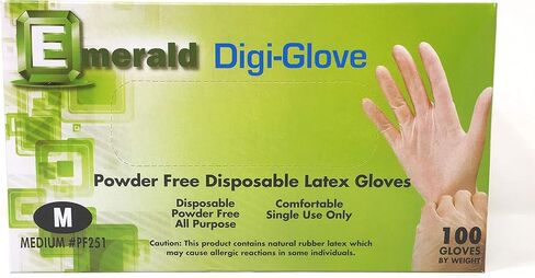 قفازات Emerald Digi، قفازات لاتكس خالية من البودرة للاستعمال مرة واحدة (متوسطة) in Kuwait