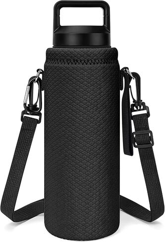 Linkidea Water Bottle Carrier with Strap Compatible with YETI Rambler Bottle 26oz, Waterbottle Sling Bag Holder with Shoulder Strap, Black in Kuwait