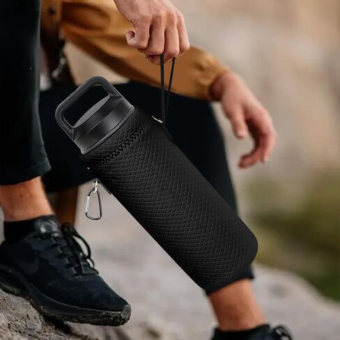 Linkidea Water Bottle Carrier with Strap Compatible with YETI Rambler Bottle 26oz, Waterbottle Sling Bag Holder with Shoulder Strap, Black in Kuwait