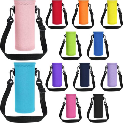 Patelai 12 Pack Water Bottle Carrier Bag 25 oz Insulated Neoprene Sling Holder Case Pouch Cover with Adjustable Shoulder Strap Portable Water Bottle Coolie for Kids Adults Walking Hiking in Kuwait