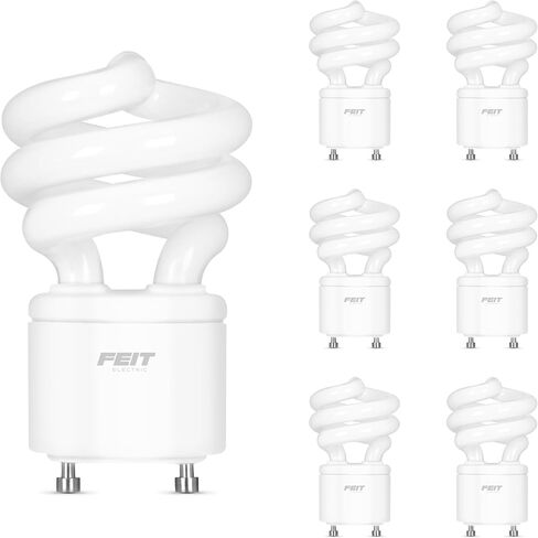 لمبة إضاءة Feit Electric 60W مكافئة CFL على قاعدة GU24، غير قابلة للتعتيم، 900 لومن، 10K ساعات حياة، 4100K أبيض بارد، 6 عبوات - BPESL13T/GU24/41K/6 in Kuwait