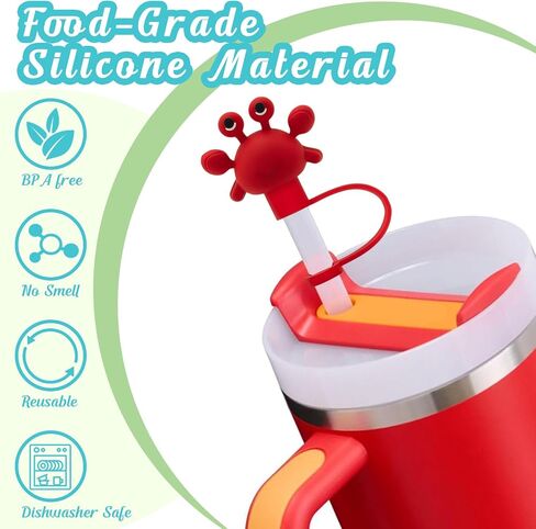 3D Summer Stanley Straw Covers for Stanley Cup, Ocean Beach Straw Toppers for Stanley, Cute Cartoon Food Grade Silicone Topper, Stereoscopic Reusable Straws Cap Stopper for 0.4Inch/10mm 6PCS in Kuwait