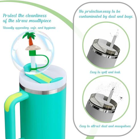 3D Summer Stanley Straw Covers for Stanley Cup, Ocean Beach Straw Toppers for Stanley, Cute Cartoon Food Grade Silicone Topper, Stereoscopic Reusable Straws Cap Stopper for 0.4Inch/10mm 6PCS in Kuwait