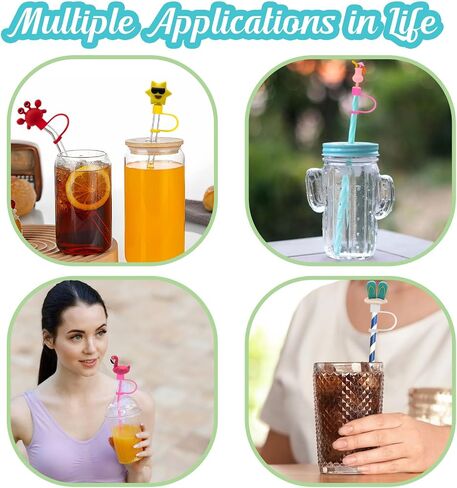 3D Summer Stanley Straw Covers for Stanley Cup, Ocean Beach Straw Toppers for Stanley, Cute Cartoon Food Grade Silicone Topper, Stereoscopic Reusable Straws Cap Stopper for 0.4Inch/10mm 6PCS in Kuwait