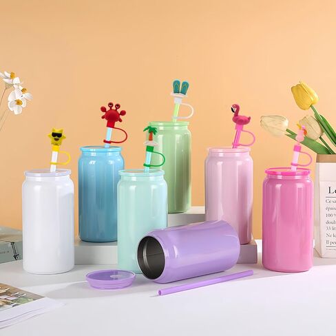 3D Summer Stanley Straw Covers for Stanley Cup, Ocean Beach Straw Toppers for Stanley, Cute Cartoon Food Grade Silicone Topper, Stereoscopic Reusable Straws Cap Stopper for 0.4Inch/10mm 6PCS in Kuwait
