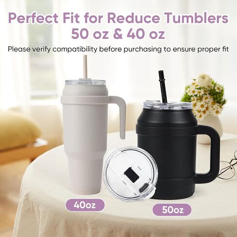 Leak Proof Replacement Lid for Reduce 50 oz & 40 oz Tumbler, No Spill Splash Resistant Tumbler Cover, BPA-Free, Clear, Dishwasher Safe, Perfect Fit for Travel & Daily Use in Kuwait