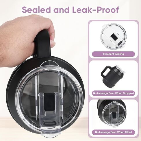 Leak Proof Replacement Lid for Reduce 50 oz & 40 oz Tumbler, No Spill Splash Resistant Tumbler Cover, BPA-Free, Clear, Dishwasher Safe, Perfect Fit for Travel & Daily Use in Kuwait