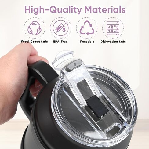 Leak Proof Replacement Lid for Reduce 50 oz & 40 oz Tumbler, No Spill Splash Resistant Tumbler Cover, BPA-Free, Clear, Dishwasher Safe, Perfect Fit for Travel & Daily Use in Kuwait