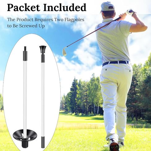 2 Pack Golf Flagpole - Portable Detachable Design - Ball Retrieval Base, Perfect for Backyard Practice Putting Green, Country Club, Driving Range (3FT Height) in Kuwait