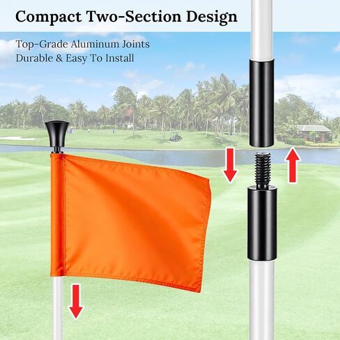 2 Pack Golf Flagpole - Portable Detachable Design - Ball Retrieval Base, Perfect for Backyard Practice Putting Green, Country Club, Driving Range (3FT Height) in Kuwait